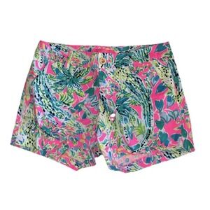 Lilly Pulitzer 0 Alligator Gator SNAP BACK CALLAHAN SHORTS 5" Flat Chinos